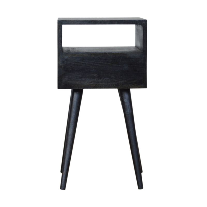 Mini Ash Black 1 Drawer Solid Wood Nightstand