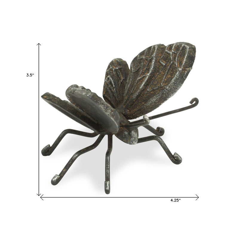 HomeRoots Cast Iron Butterfly Hand Painted Tabletop Sculpture image number 4