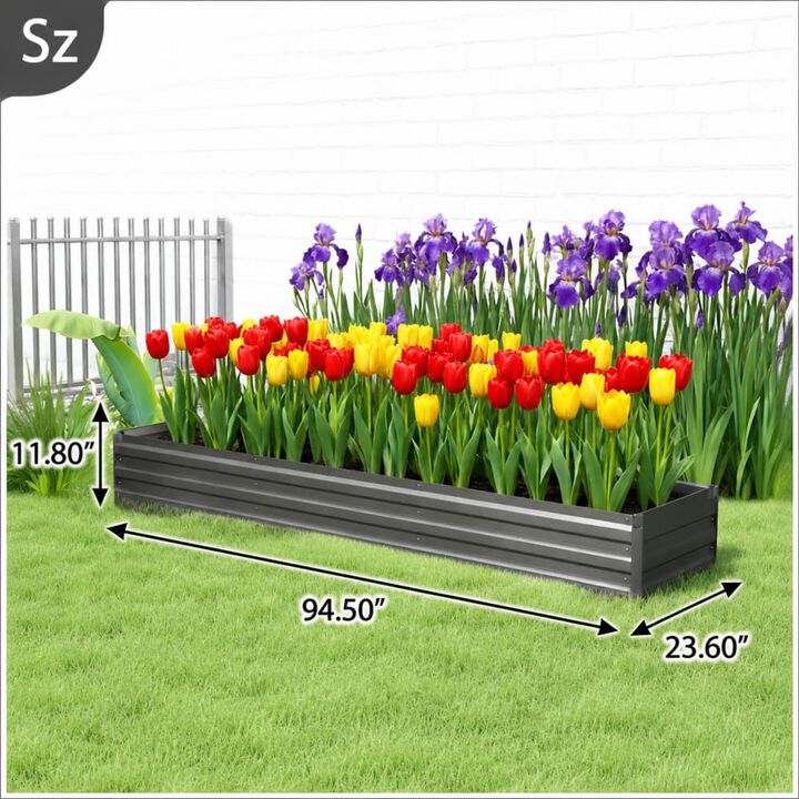 WOW PIONEER Galvanized Raised Garden Bed Kit for Outdoor Growing Flowers, Herbs, Vegetables with Sturdy Frame and Easy Assembly