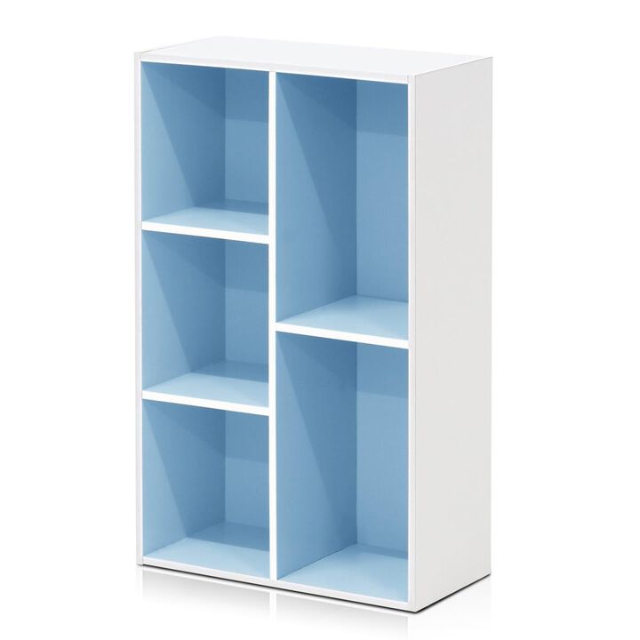 Furinno 11069WH LBL 5 Cube Reversible Open Shelf,  & Light Blue