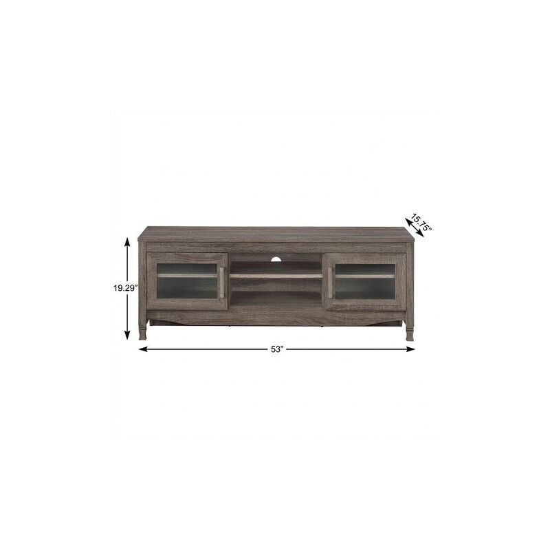 HomeRoots 53" Gray Wood Enclosed and Open Storage TV Stand image number 5