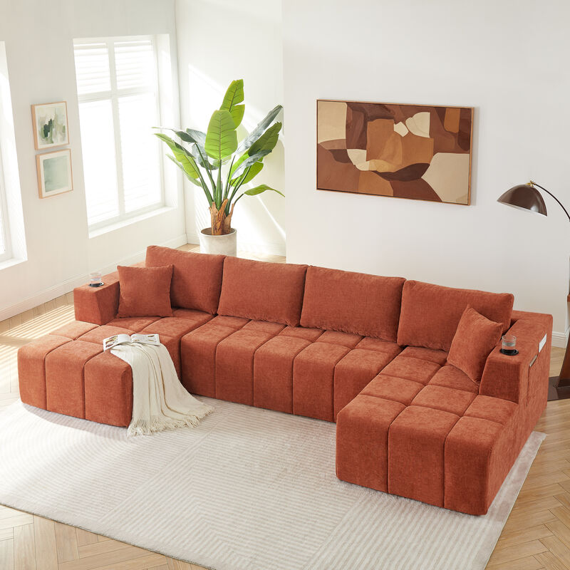 Feslud U-Shaped Chenille Sectional Sofa image number 2