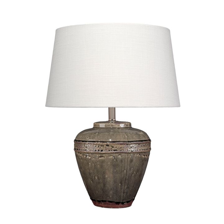 Avo Accent Table Lamp, White Linen, Antique Ceramic Design 25 Inch