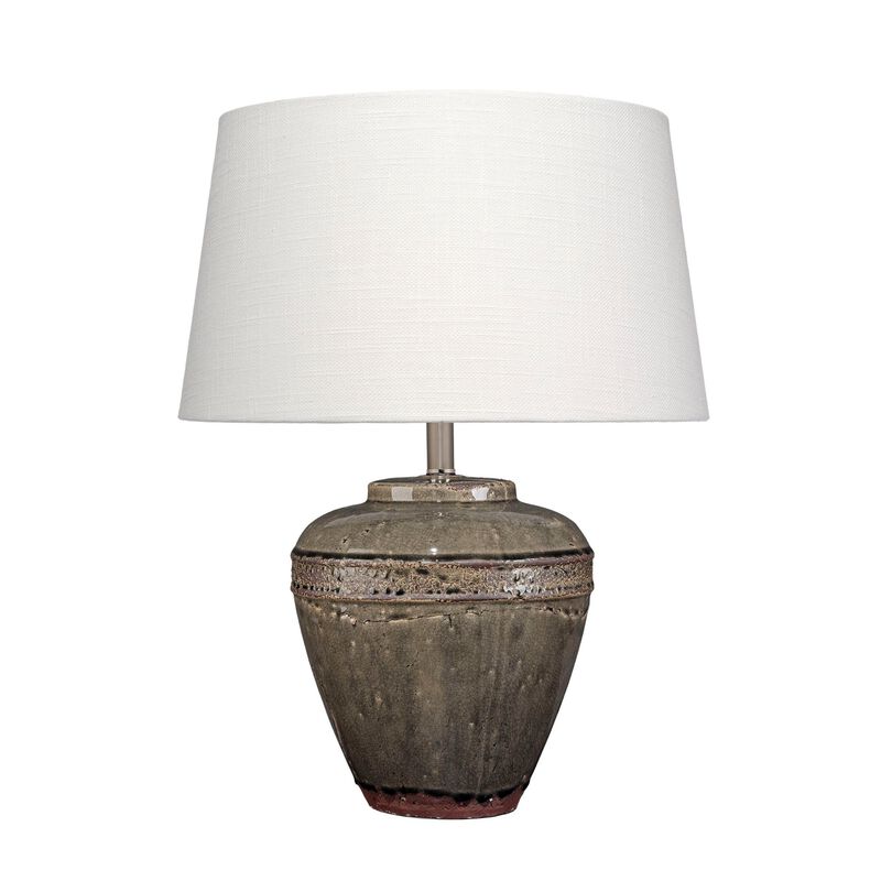 Avo Accent Table Lamp, White Linen, Antique Ceramic Design 25 Inch