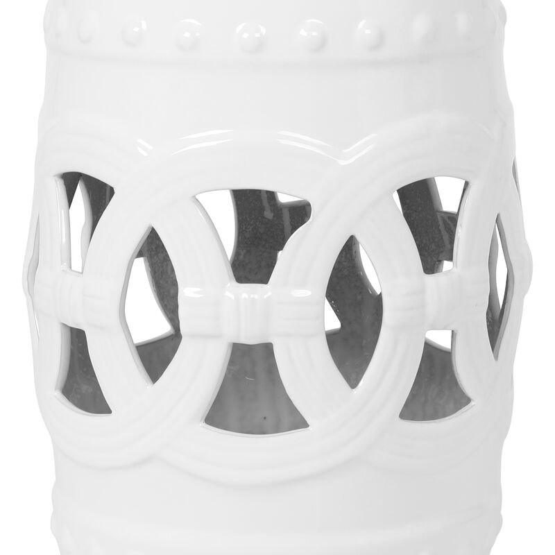 10.5" x 17" Glazed Ceramic Drum Stool - Indoor/Outdoor Side Table - Accent Garden Stool