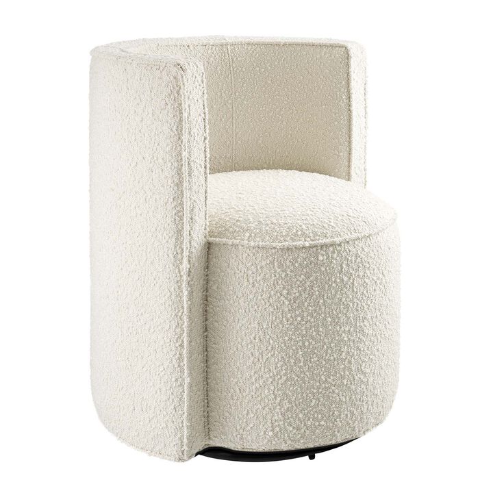 Della Boucle Fabric Swivel Chair White EEI-6223-IVO