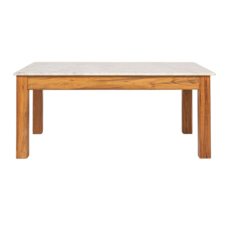 Rectangular Teak and Marble Coffee Table image number 3