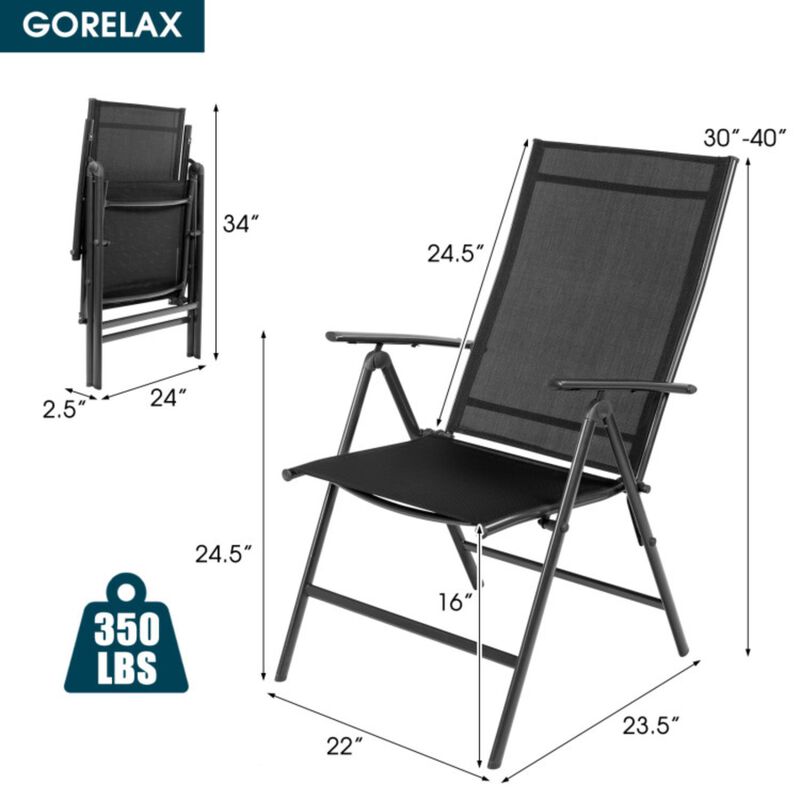 Hivvago Set of 2 Adjustable Portable Patio Folding Dining Chair Recliners