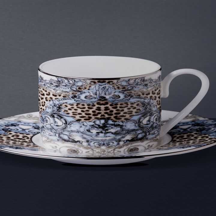 Coffee Cup & Saucer PALAZZO PITTI Set of 2 in Luxury Box  diam. 2.3", H 2.5", Cap. 4 oz, Saucer diam. 4.75"