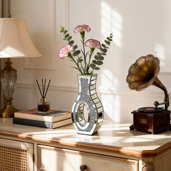 Modern Table/Floor Mirrored Vase with Crystal Diamond Glass Standing Vase Home Decor