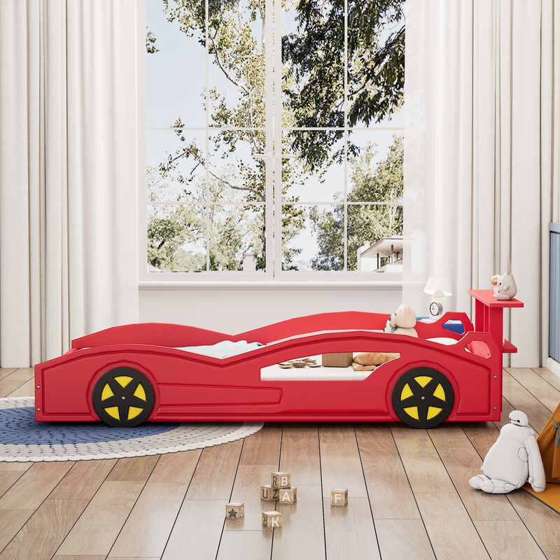 Merax Kids Race Car Bed with Side Safety Rails & Storage Space, Sturdy Frame image number 3