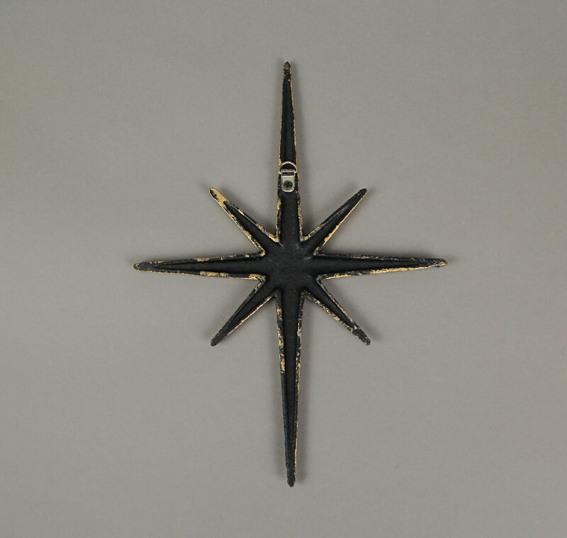 Set of 3 Metallic Gold Cast Iron Starburst Wall Hangings 8 Pointed Stars image number 3
