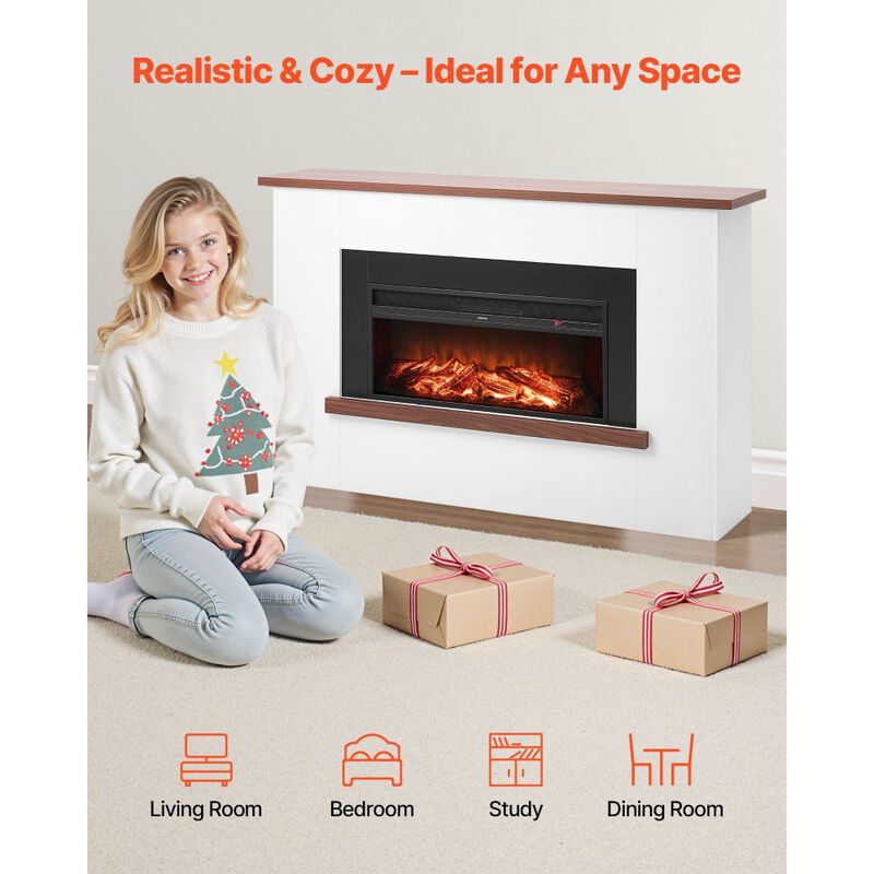 Freestanding Fireplace Heater 1500W with Adjustable Flames, Timer and Remote-White image number 3