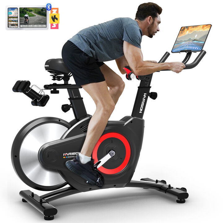 HARISON Magnetic Semi-Commercial & Home Bike, 400 LB, Dial Resistance, Bluetooth, Tablet Holder, Comfortable, Rear Flywheel (HR-X8)