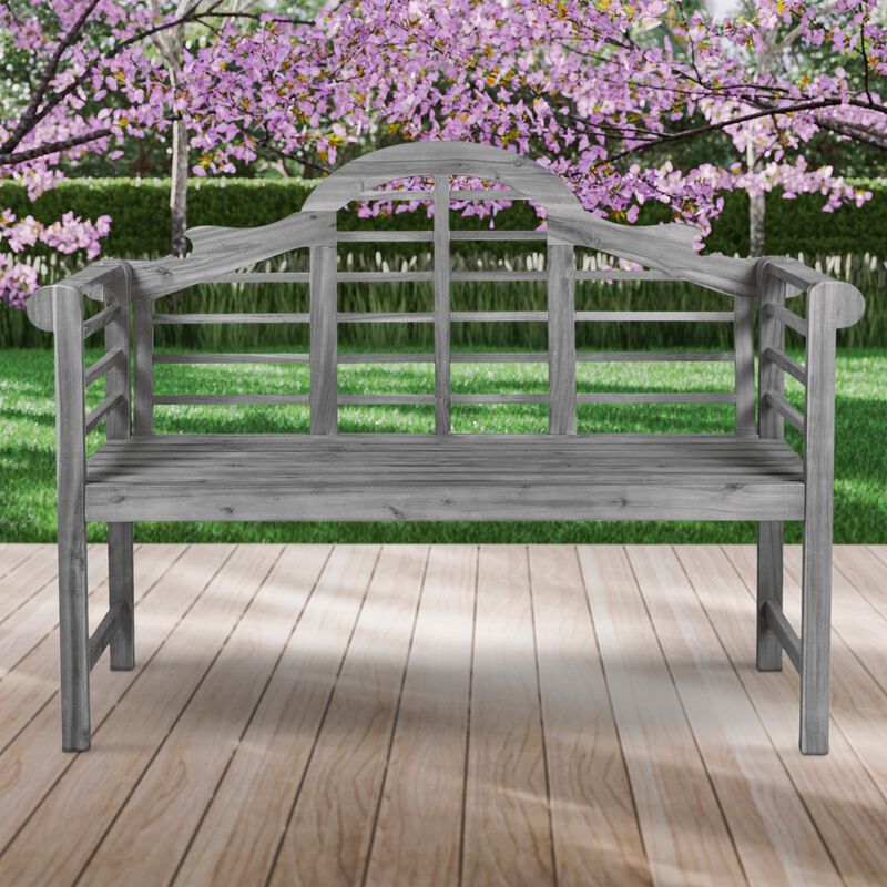 Lutyens Arched Acacia Wood Outdoor Garden Patio Bench