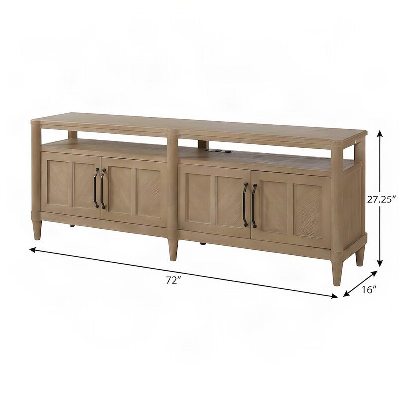 Rubberwood and Mindi Veneer Transitional Casual Sofa Console Table, Sand image number 3