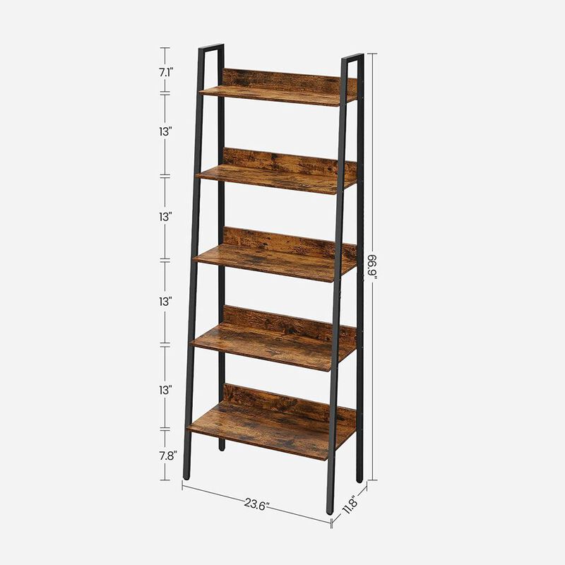 BreeBe Brown & Black 5-Tier Storage Ladder Shelf