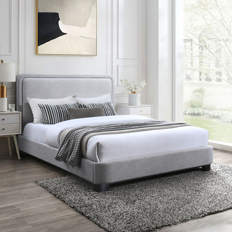 Meridian Furniture Nolita Grey Linen Textured Fabric King Bed