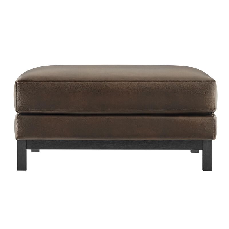 Modway Roscoe Vegan Leather Ottoman in Toast - Faux Leather Rectangular Footstool for Living Room, Bedroom, or Lounge Seating image number 6