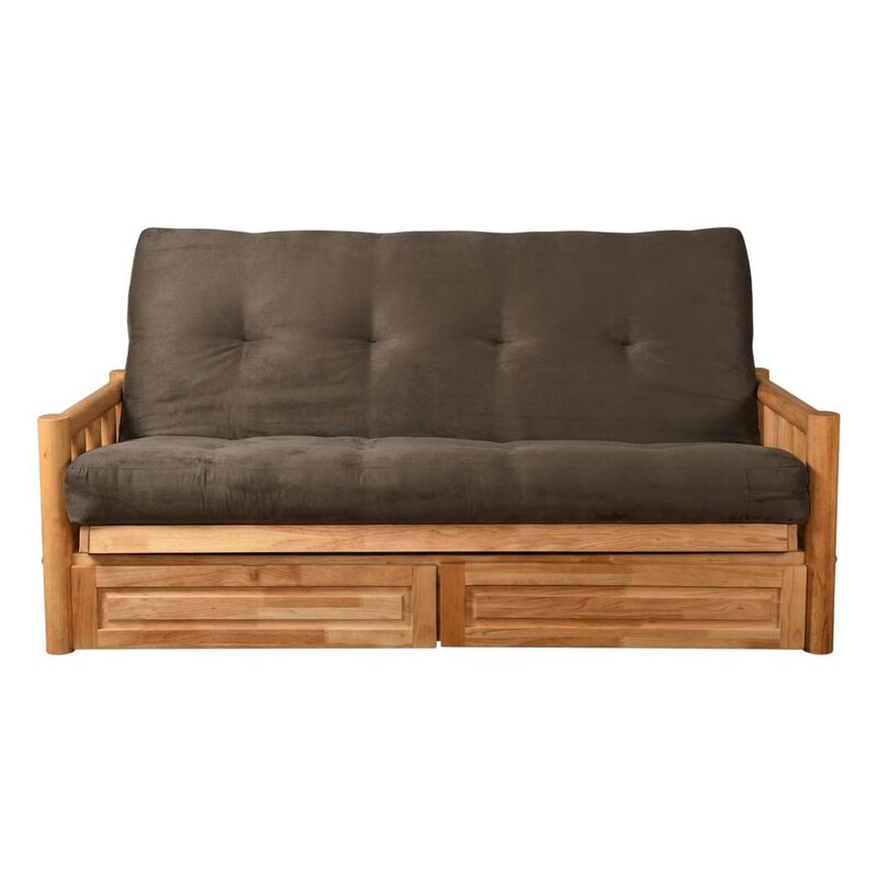 Lodge Frame-Natural Finish-Suede Gray Mattress-Storage Drawers image number 0