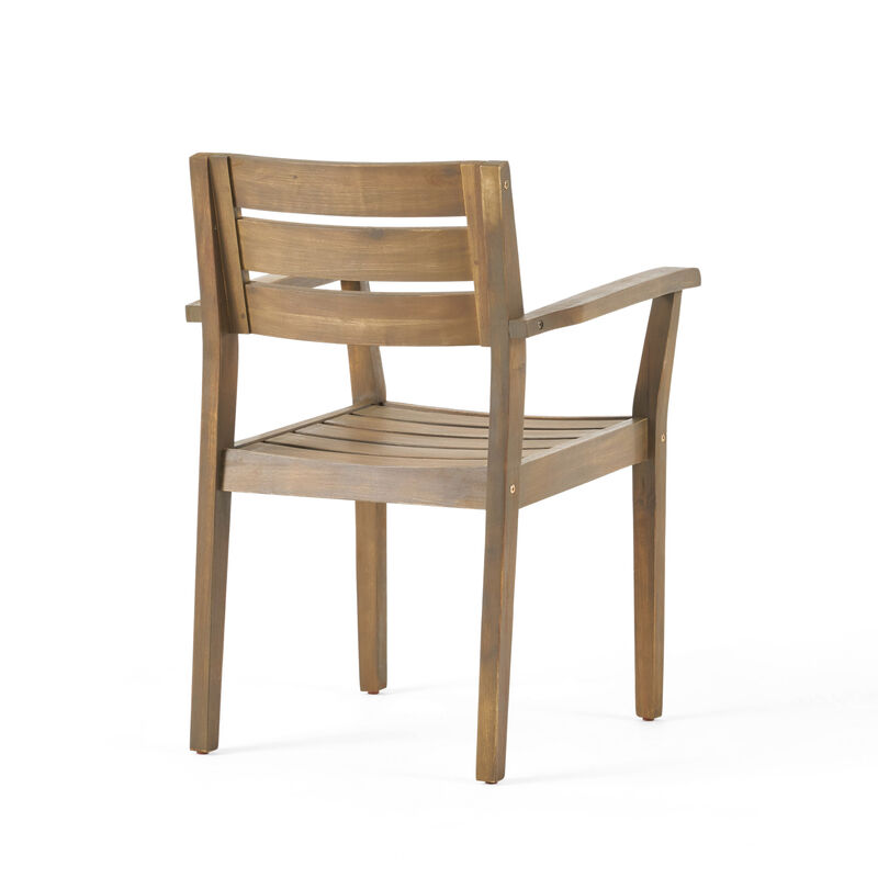 Merax Acacia Wood Patio Armchair Dining Chairs Set 2 PCS image number 5