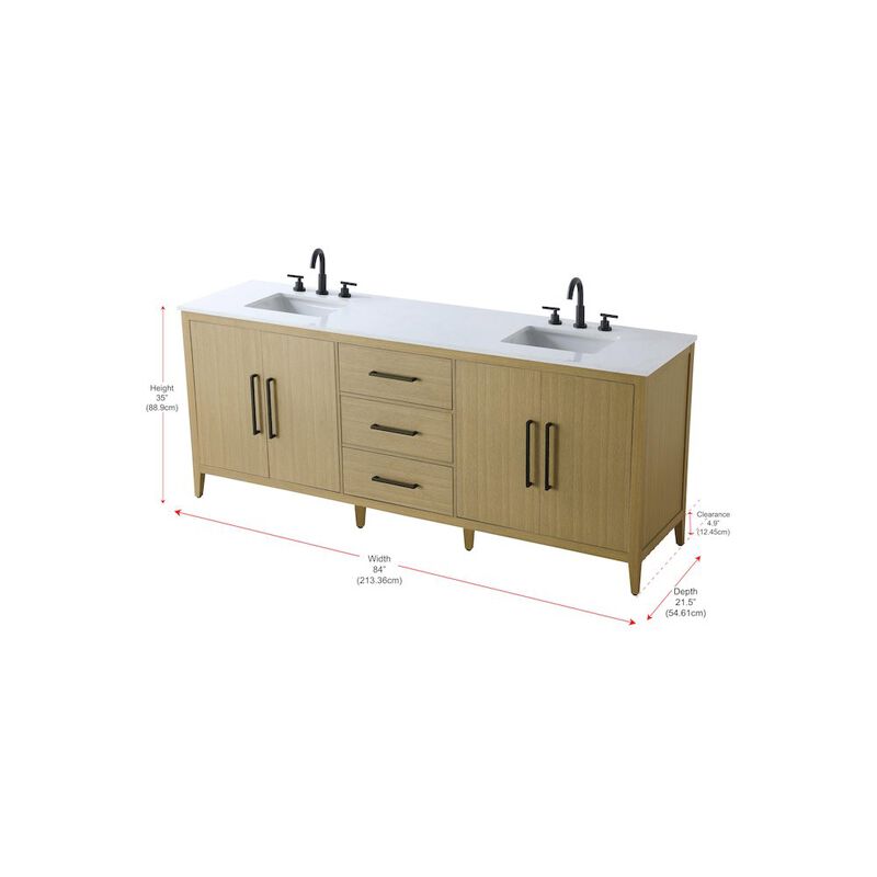 Elegant Kitchen and Bath 84 Inch Double Bathroom Vanity In Honey Brown