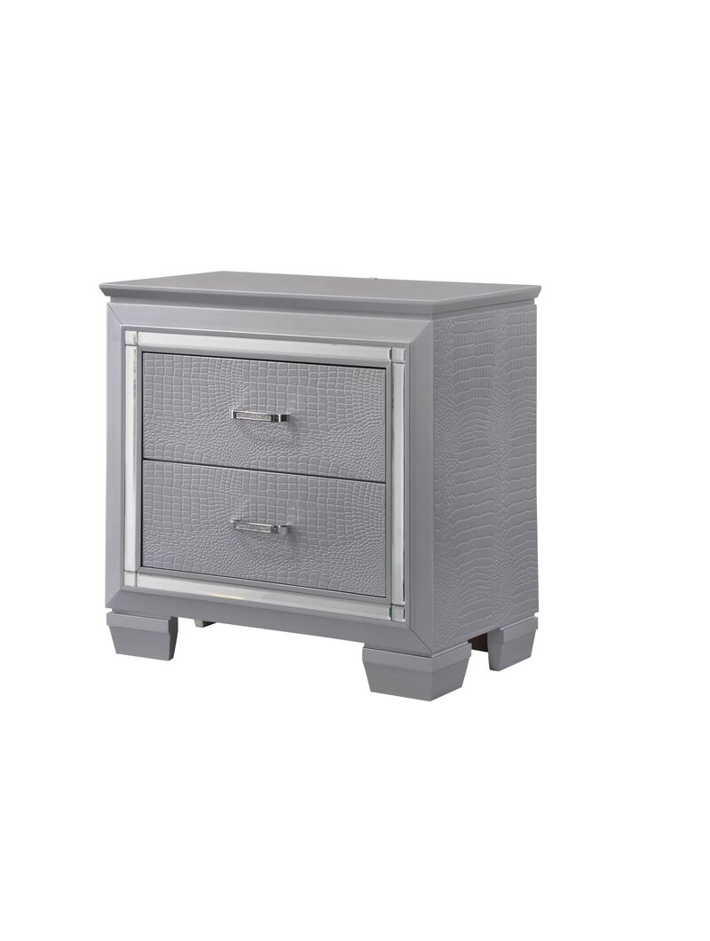 Streamdale Glam Silver Nightstand with Night Light image number 0