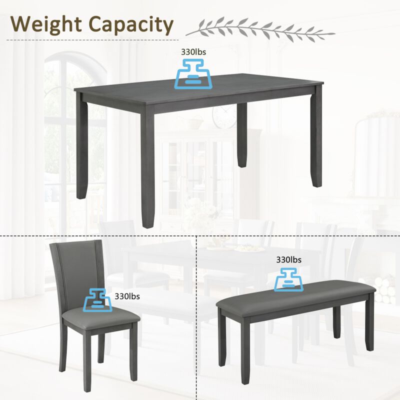 Pimmel 6‑Piece Rectangular Farmhouse Rustic  Dining Table Set image number 7