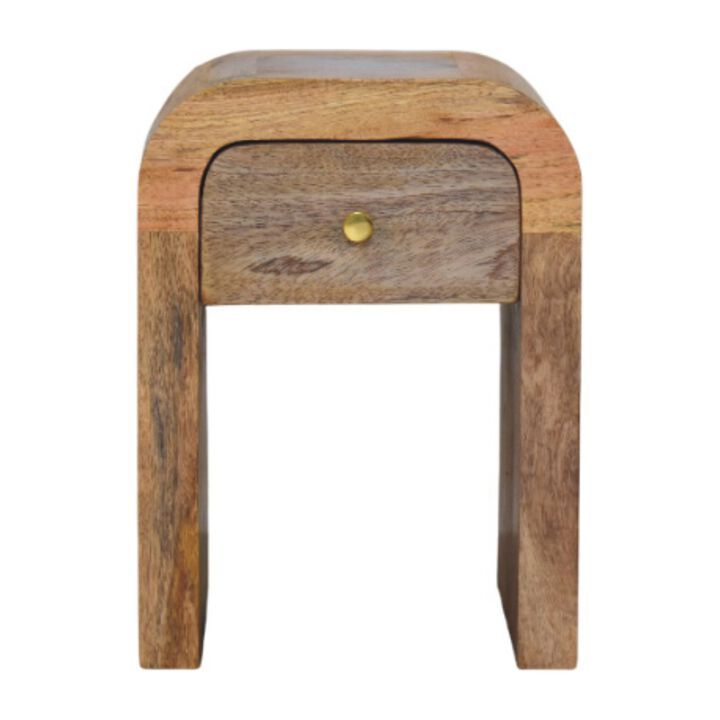 Artisan Furniture Solid Wood Mini Darcy Oak-ish Nightstand with Curved Edges