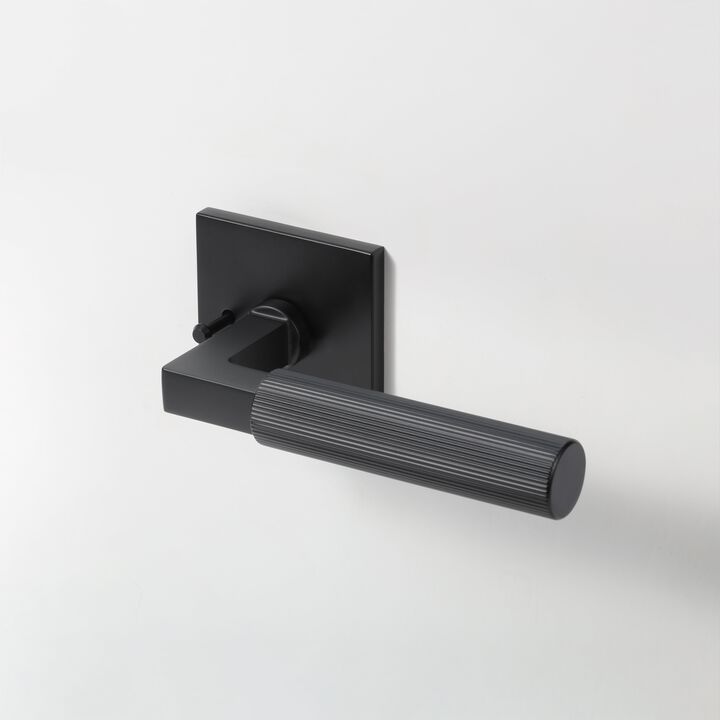 Mila Modern Linear Bed/Bath Interior Door Handle with Square Rosette and Concealed Screws (Privacy)
