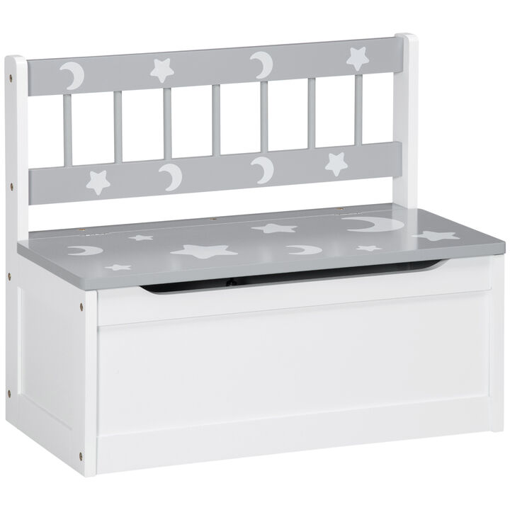 2-IN-1 Toy Chest, Kids Storage Bench Cabinet with Safety Pneumatic Rod, Grey