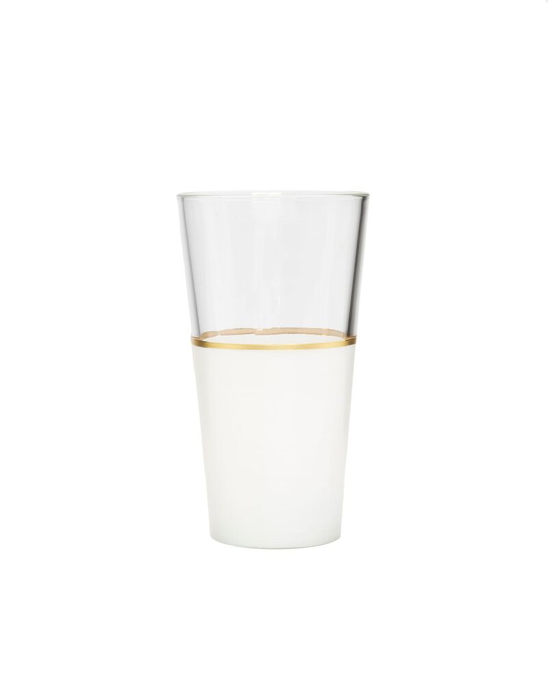 Set of 6 Tumblers White/Clear with Gold Trim