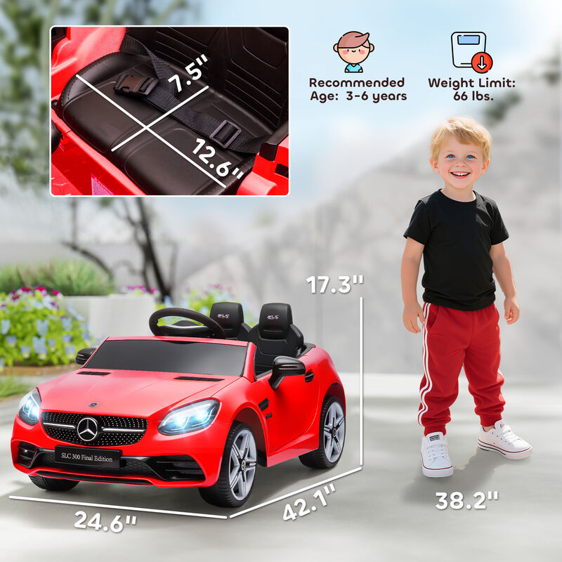 BreeBe Mercedes SLC 300 Licensed Kids Electric Car with Remote Control, 12V Battery Powered Kids Ride on Car with Music, Lights image number 4