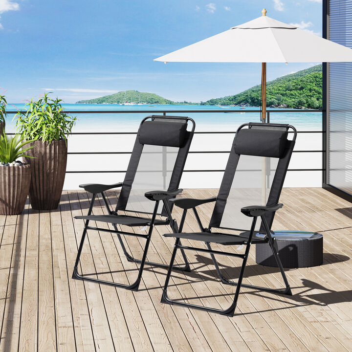 Hivvago Outdoor Folding Dining Chairs with Removable Headrest - Set of 2
