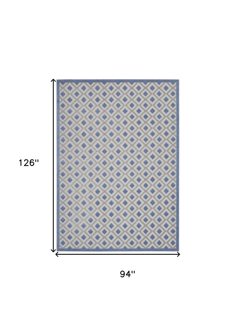 HomeRoots 8' X 11' Blue And Gray Geometric Indoor Outdoor Area Rug image number 6