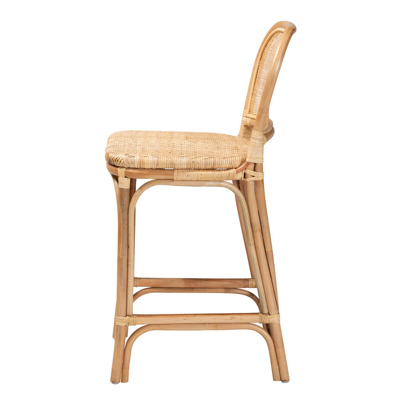 Baxton Studio Adrena Modern Bohemian Natural Rattan Counter Stool