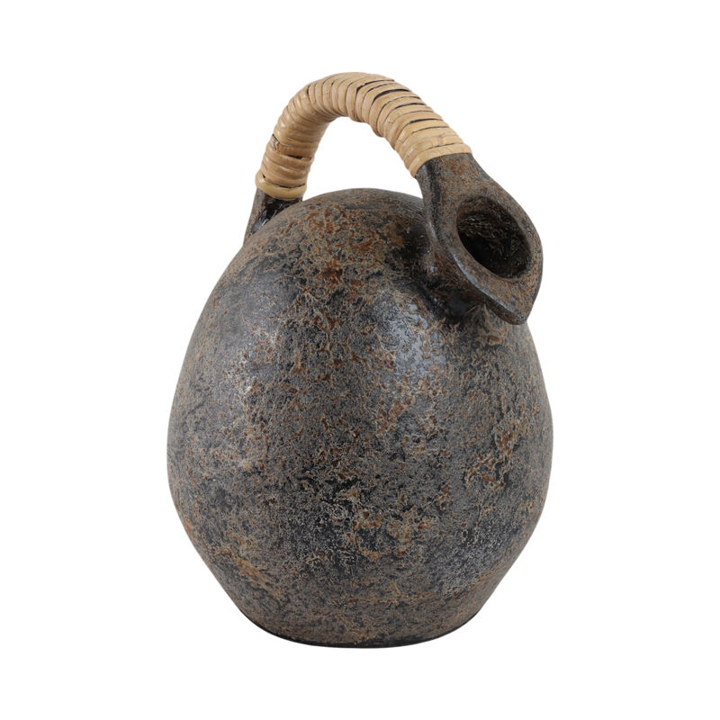 12" Terracotta Jug Vase, Gray image number 2