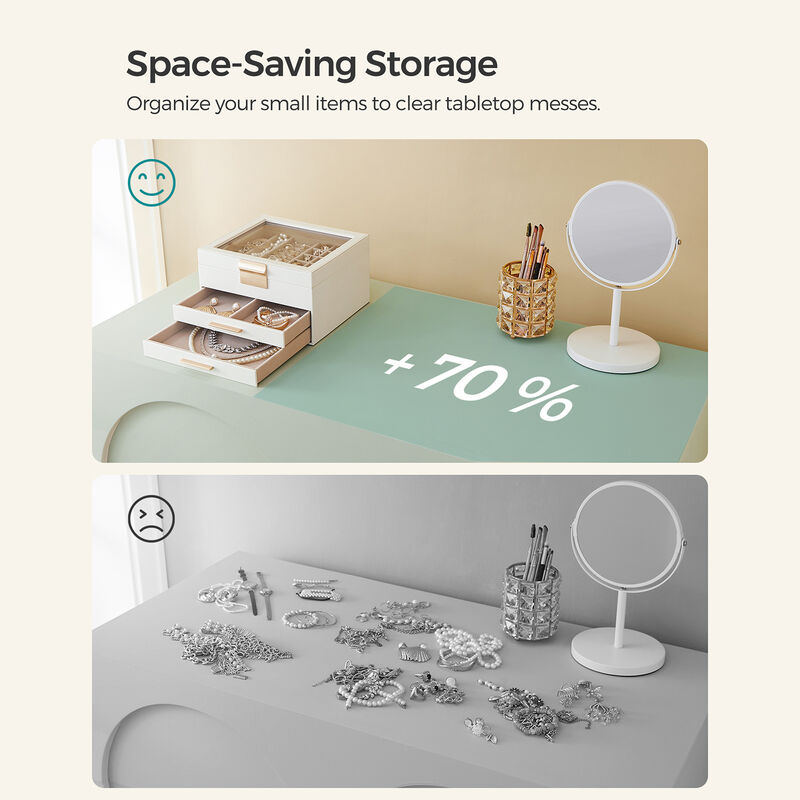 3-Layer Jewelry Box with Glass Lid and 2 Drawers - Perfect Gift for Loved Ones