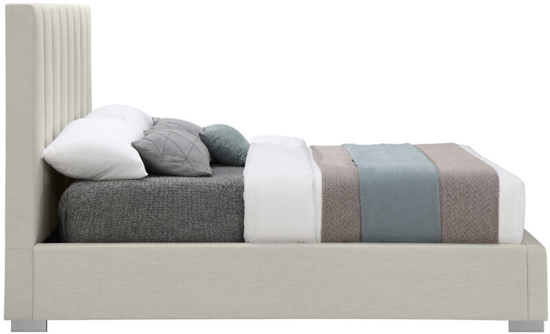 Meridian Furniture Pierce Beige Linen Textured Fabric Queen Bed image number 9