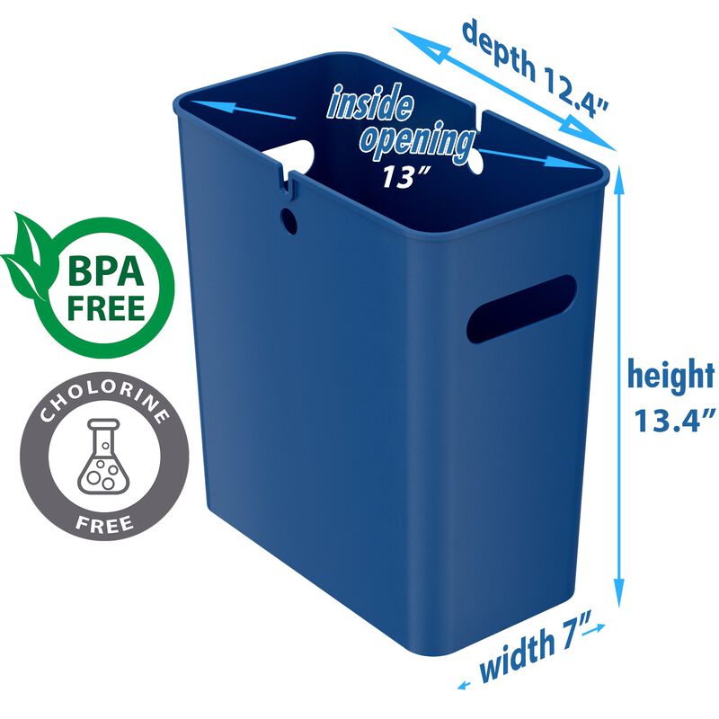 iTouchless 4.2 Gallon / 16 Liter SlimGiant Blue Wastebasket (2-Pack)
