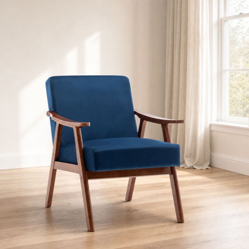 GOODSILO Mid-Century Modern Accent Chair, Wingback Lounge Chair with Thick Backrest for Living Room, Bedroom and Reading Spaces image number 3