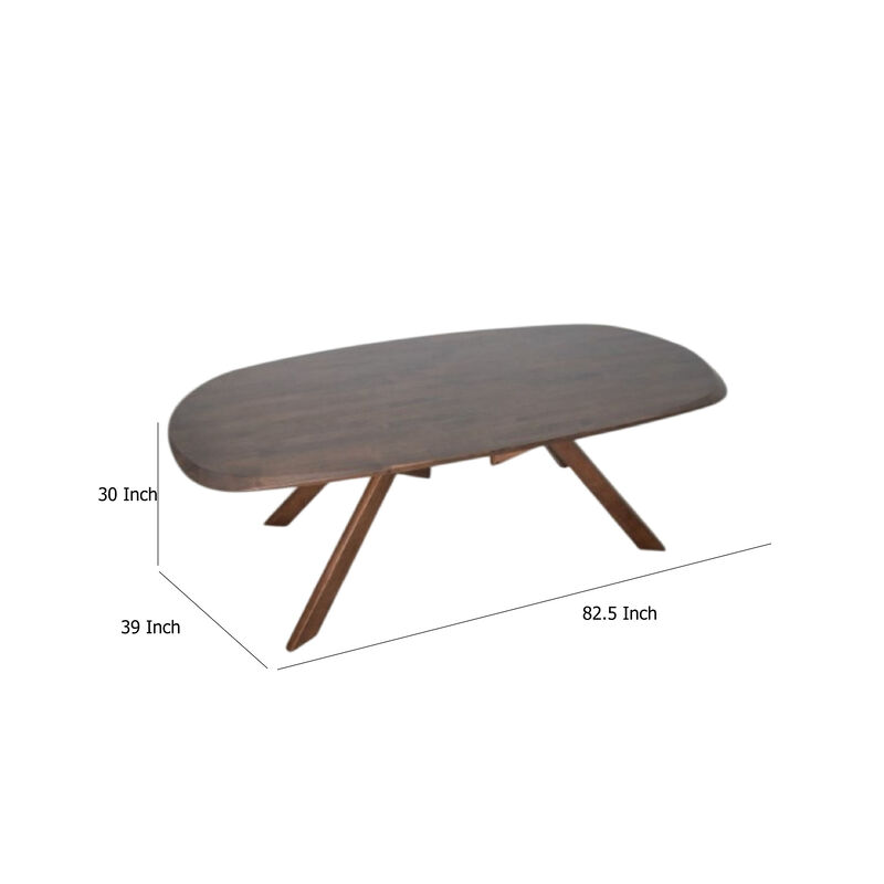 Ziva Dining Table, 3D Edges, Brown Full Solid Wood 83 Inch Rectangular