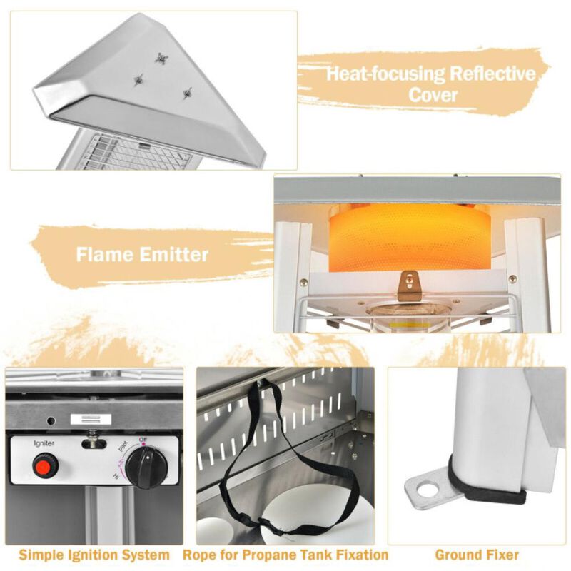 Hivvago 42,000 BTU Stainless Steel Pyramid Patio Heater With Wheels