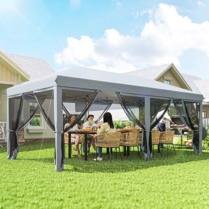 Hivvago 10' x 20' Pop Up Canopy Tent with Netting and Carry Bag