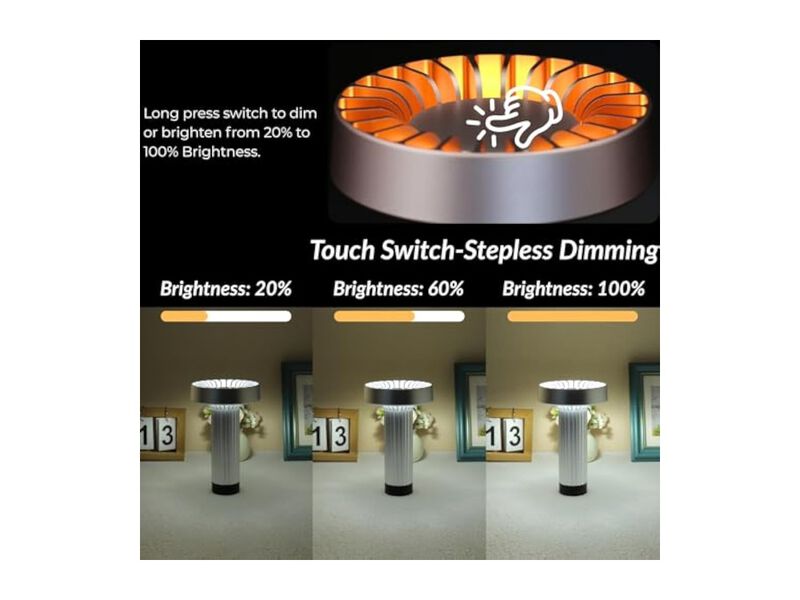 Cordless Rechargeable Portable Table Lamp Modern Minimalist Night Light Silver image number 3