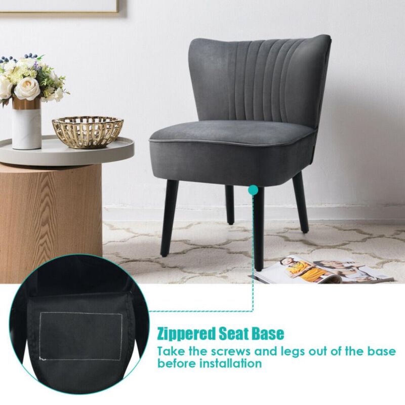 Hivvago Set of 2 Upholstered Modern Leisure Club Chairs with Solid Wood Legs