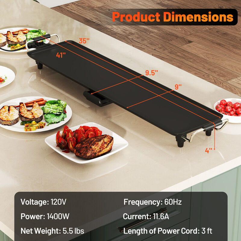 Nonstick Electric Griddle BBQ Grill with Adjustable Temperature Control image number 2