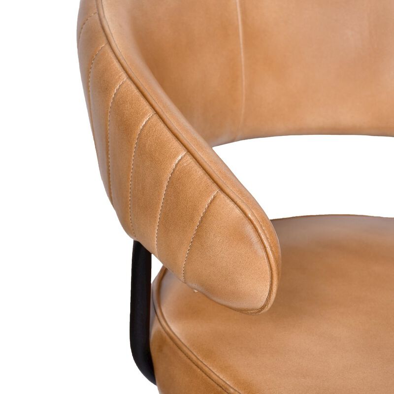 Barrett Genuine Leather Side Chair in Caramel 2-Piece Set