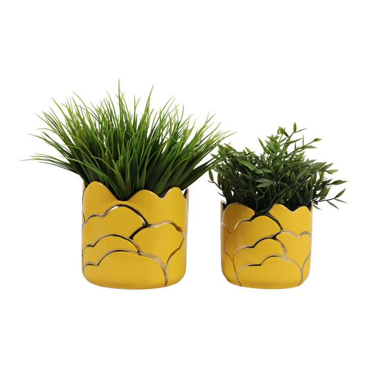 S/2 Clouds Planter Yellow/Gold