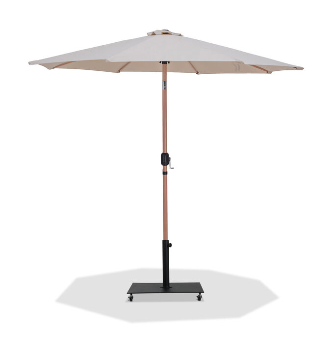 Meridian Furniture Fiji Beige Fabric / Matte Black Aluminum Patio Umbrella with Base Sets